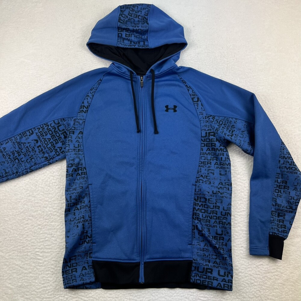 Under Armour Jacket Mens Medium ColdGear Logo Full Zip Hooded Fleece Lined - Picture 5 of 15